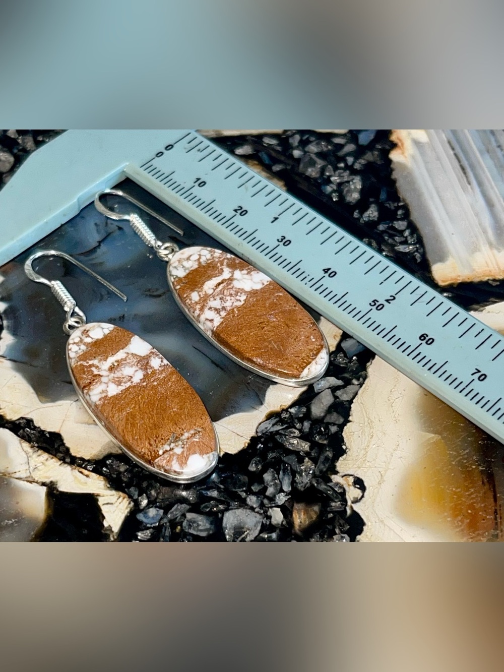 Wild Horse Jasper Magnesite Earrings 2” - Picture 15 of 16